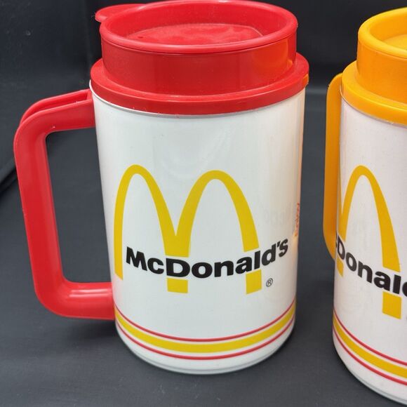 Vintage McDonalds Coca-Cola White 22 oz Travel Mugs w/Lid Whirley Set of 3 - Picture 10 of 13